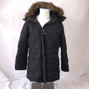 Lands End woman’s Navy Coat w/ detachable Hood.